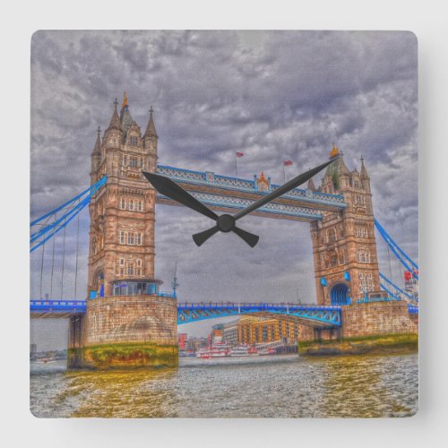 London England Tower Bridge  Thames River Square Wall Clock
