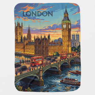 London England Travel Art Vintage Baby Blanket