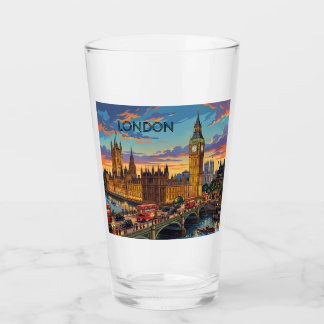 London England Travel Art Vintage Glass