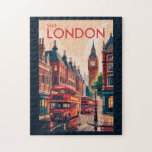 London England Travel Art Vintage Jigsaw Puzzle<br><div class="desc">London retro vector travel design. From Buckingham Palace and the Tower of London to exploring the Thames River and West End shows,  London offers a dynamic mix of tradition and modern culture.</div>