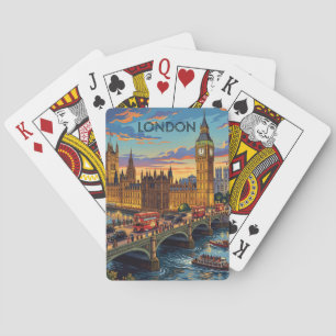 London England Travel Art Vintage Poker Cards