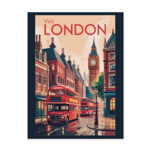 London England Travel Art Vintage Postcard