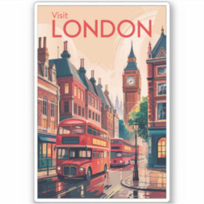 London England Travel Art Vintage Sticker
