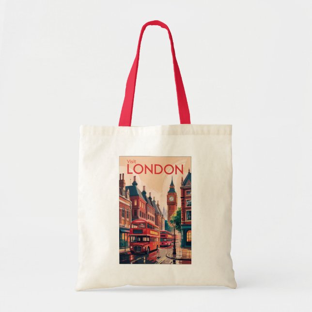 London England Travel Art Vintage Tote Bag (Front)