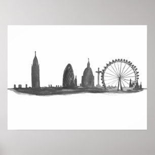 London England Travel Destination Skyline Vintage  Poster