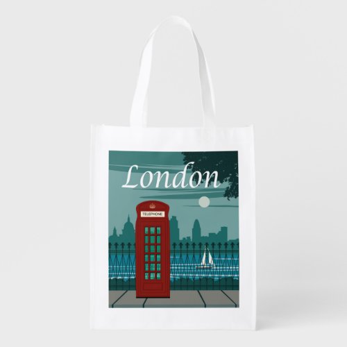 London England Travel Poster Grocery Bag