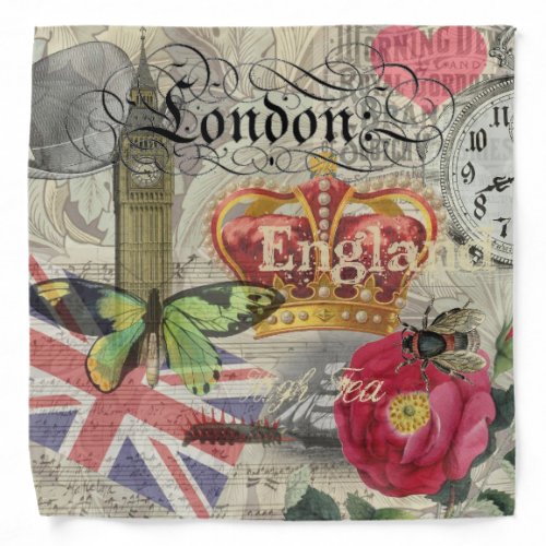 London England Travel Vintage Europe Art Bandana