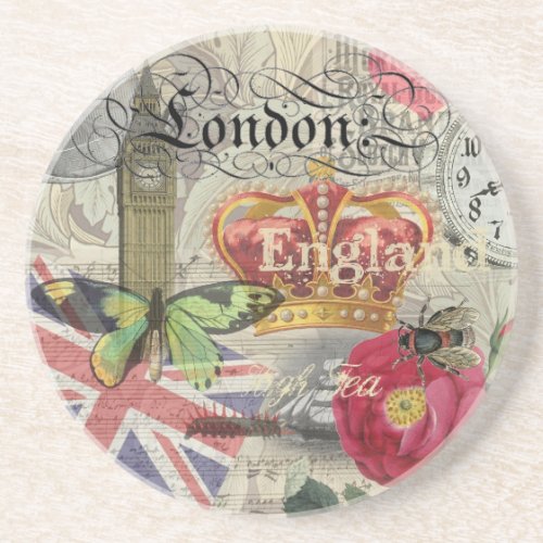 London England Travel Vintage Europe Art Coaster