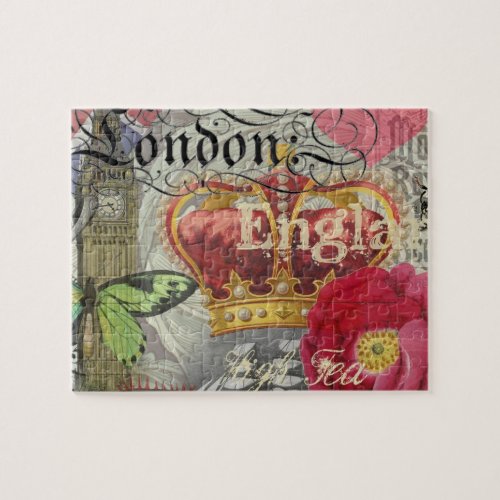London England Travel Vintage Europe Art Jigsaw Puzzle