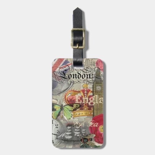 London England Travel Vintage Europe Art Luggage Tag