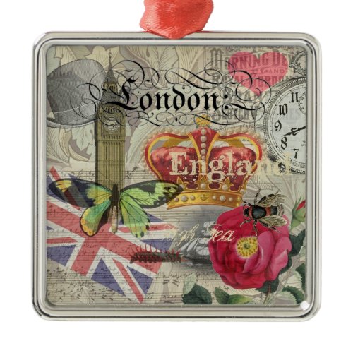 London England Travel Vintage Europe Art Metal Ornament