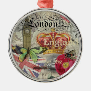 London England Travel Vintage Europe Art Metal Ornament