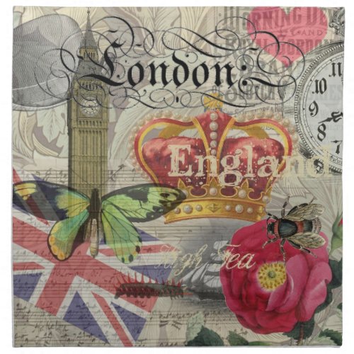 London England Travel Vintage Europe Art Napkin