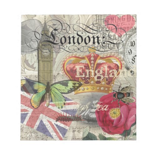 London England Travel Vintage Europe Art Notepad