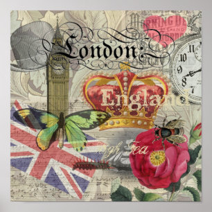 London England Travel Vintage Europe Art Poster