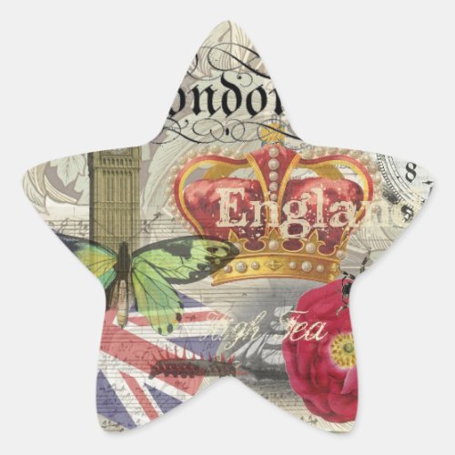 London England Travel Vintage Europe Art Star Sticker