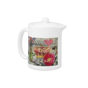 London England Travel Vintage Europe Art Teapot