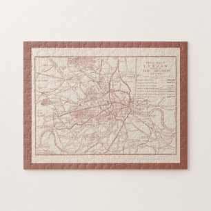 London England Tube Railways Antique Sketch Map Jigsaw Puzzle