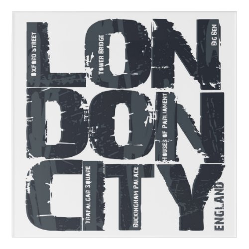 London England Typography Acrylic Print