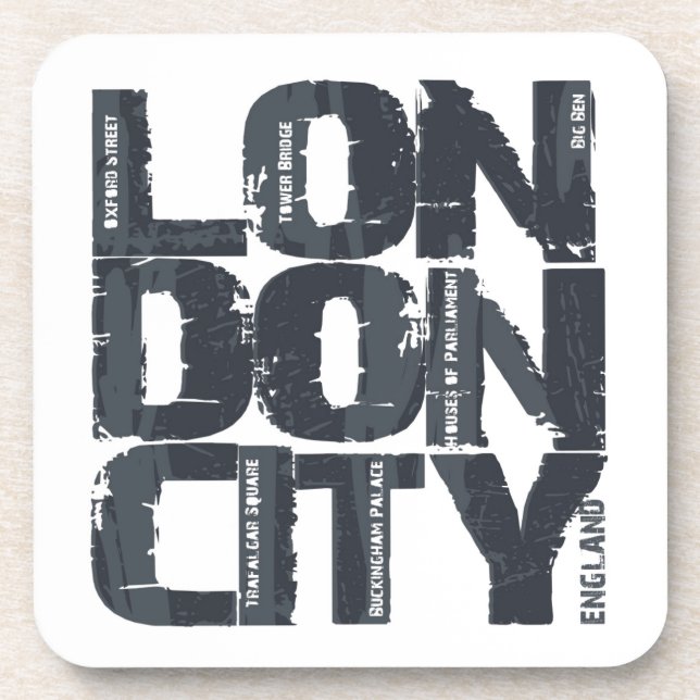 London, England Typography Drink Coaster (Front)
