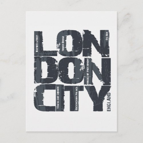 London England Typography Postcard