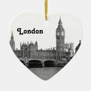 London England UK Skyline Etched Ceramic Ornament
