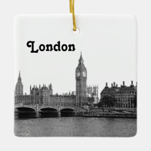 London England UK Skyline Etched Ceramic Ornament