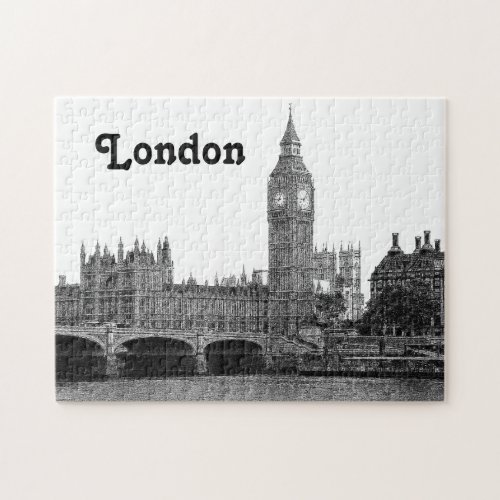 London England UK Skyline Etched Jigsaw Puzzle