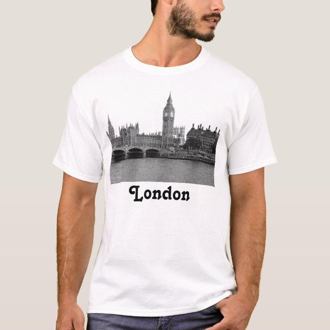 London England UK Skyline Etched T-Shirt (Front)