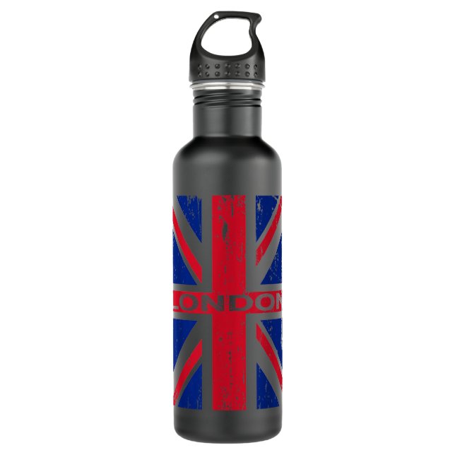 London England Union Jack Flag - United Kingdom Br Stainless Steel Water Bottle (Front)