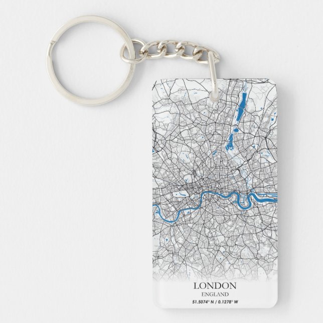 London England United Kingdom City Map Travel Keychain (Front)