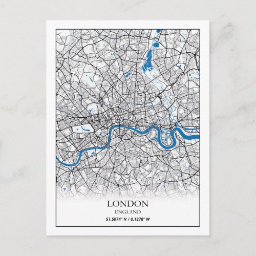 London England United Kingdom City Map Travel Postcard