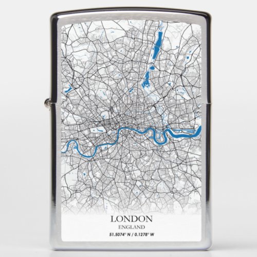 London England United Kingdom City Map Travel Zippo Lighter