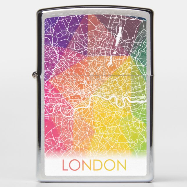 London England United Kingdom City Map Travel Zippo Lighter (Front)