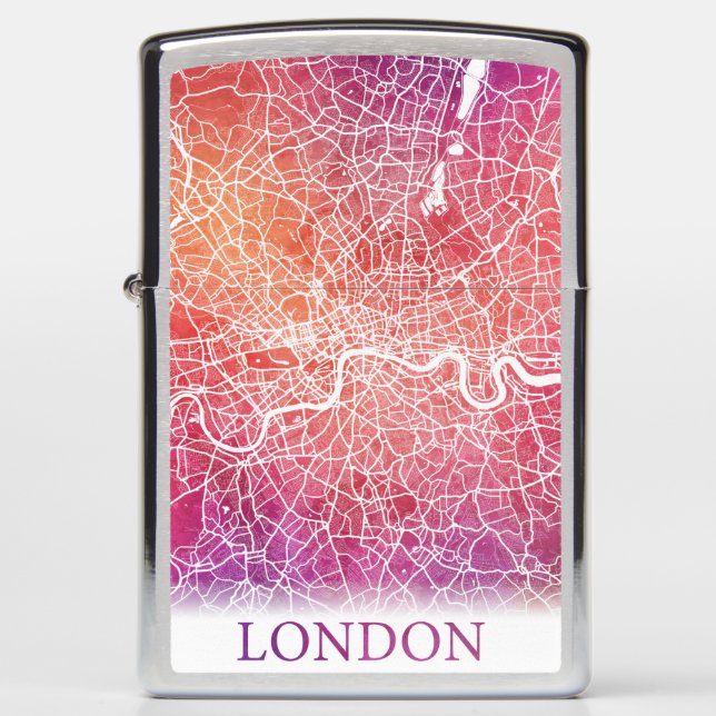 London England United Kingdom City Map Travel Zippo Lighter (Front)