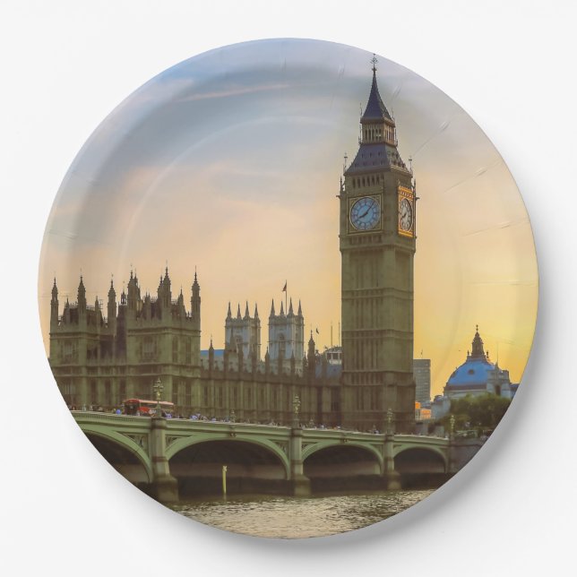 London England United Kingdom Parliament UK Napkin Paper Plates (Front)