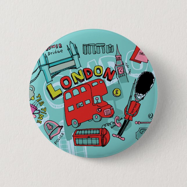 London ~ England United Kingdom Travel Art Button (Front)