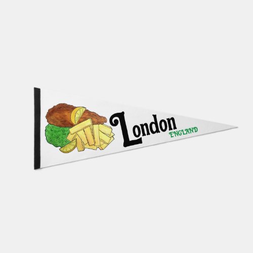 London England United Kingdom UK Fish and Chips Pennant Flag