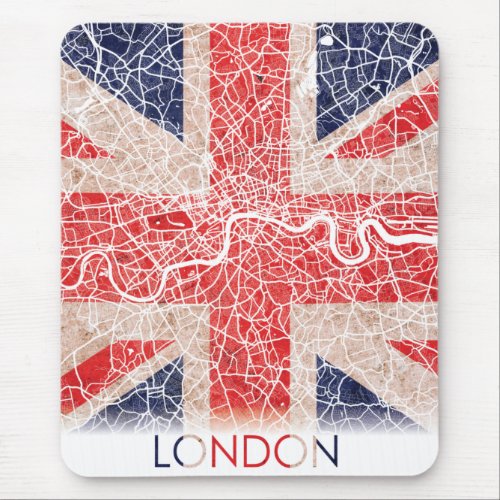 London England United Kingdom UK Flag City Map Mouse Pad