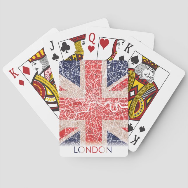 London England United Kingdom UK Flag City Map Poker Cards (Back)
