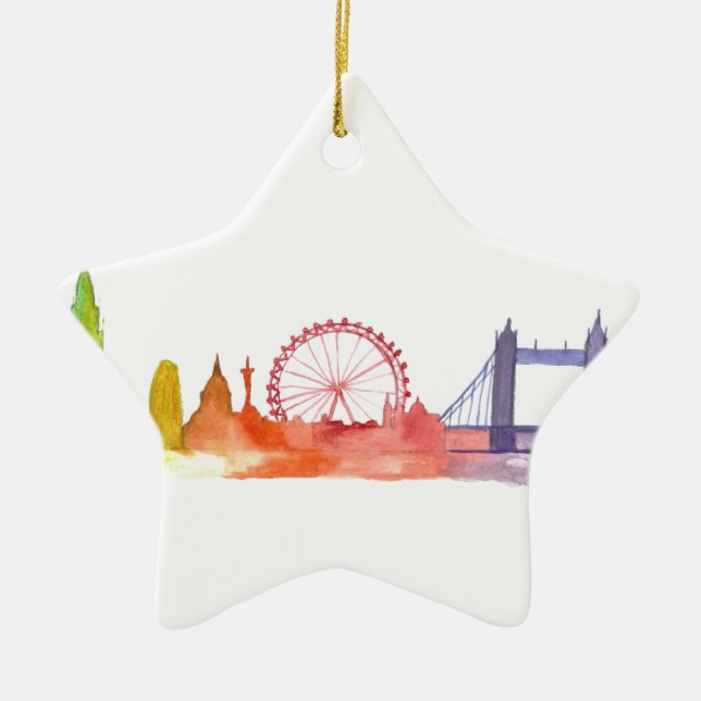 London England United Kingdom watercolor modern Ceramic Ornament (Front)