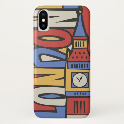 London England  Vibrant Handrawn Design iPhone X Case