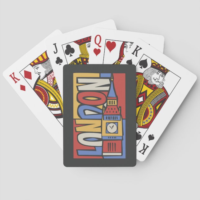 London, England | Vibrant Handrawn Design Poker Cards (Back)