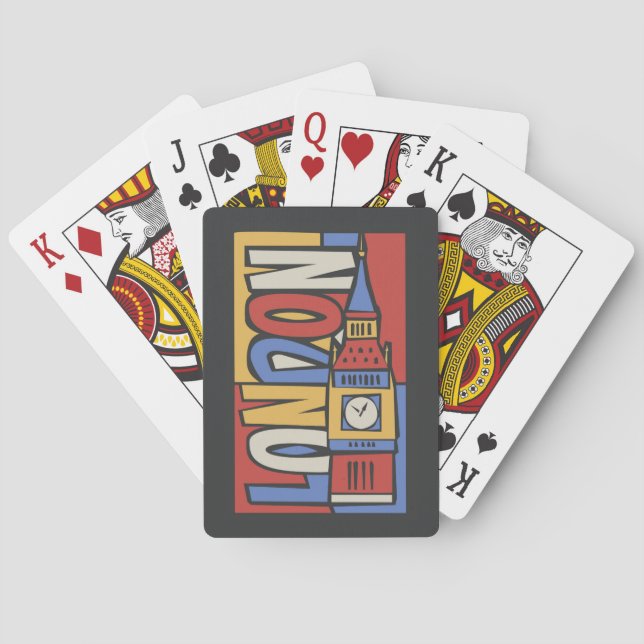 London, England | Vibrant Handrawn Design Poker Cards (Back)