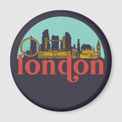 London England Vintage City Skyline Cityscape Art Magnet