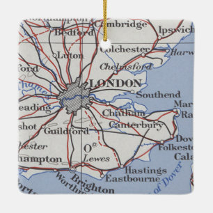 London England Vintage Map Ceramic Ornament