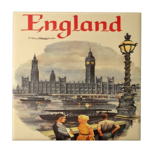 London England Vintage Style Big Ben  Ceramic Tile