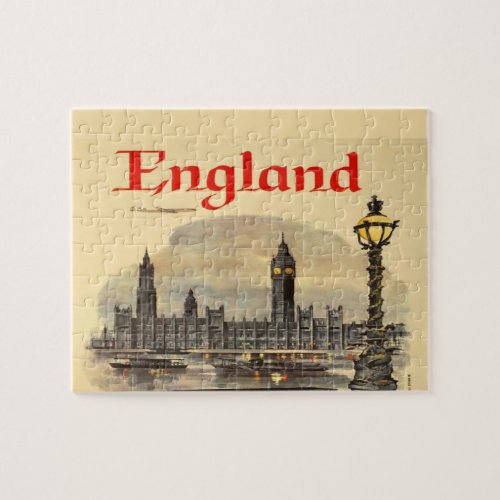 London England Vintage Style Big Ben  Jigsaw Puzzle