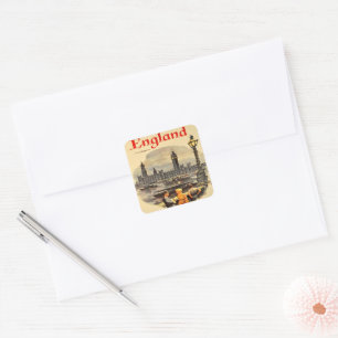 London England Vintage Style Big Ben Square Sticker