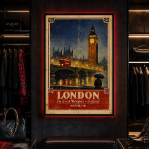 London England Vintage Travel Poster – Retro Wall